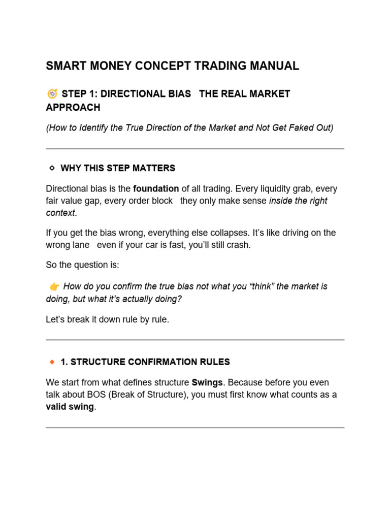 Smart Money Trading: Directional Bias Guide | PDF | Market Trend