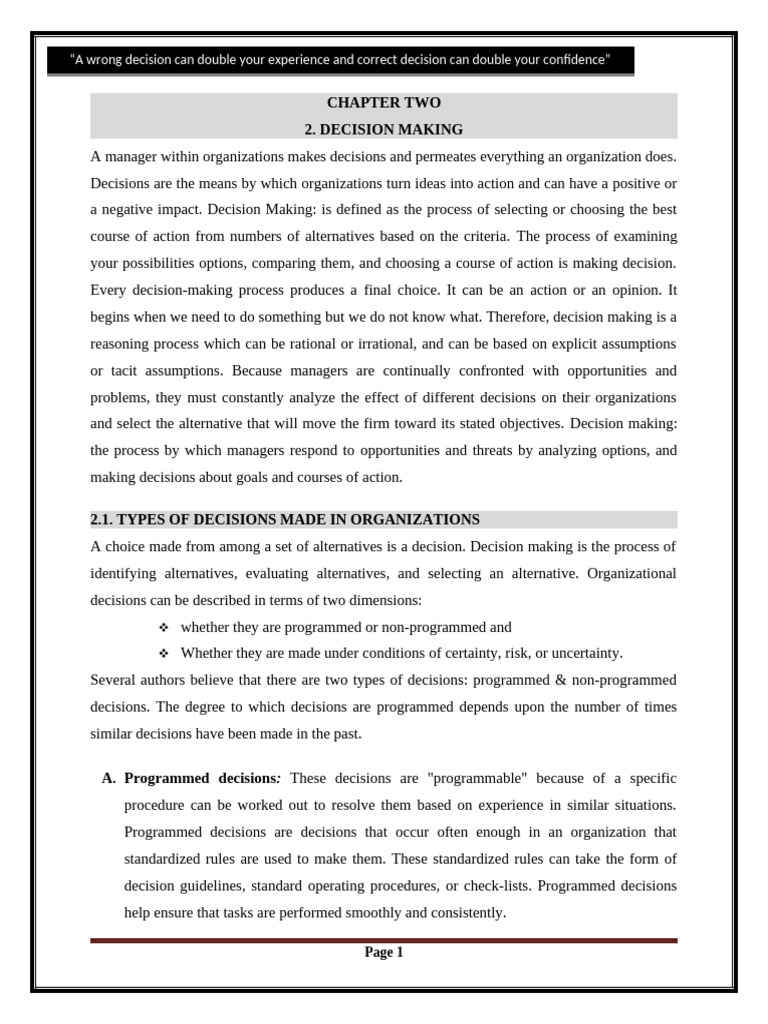 Effective Decision Making in Organizations | PDF | Decision Making | Risk