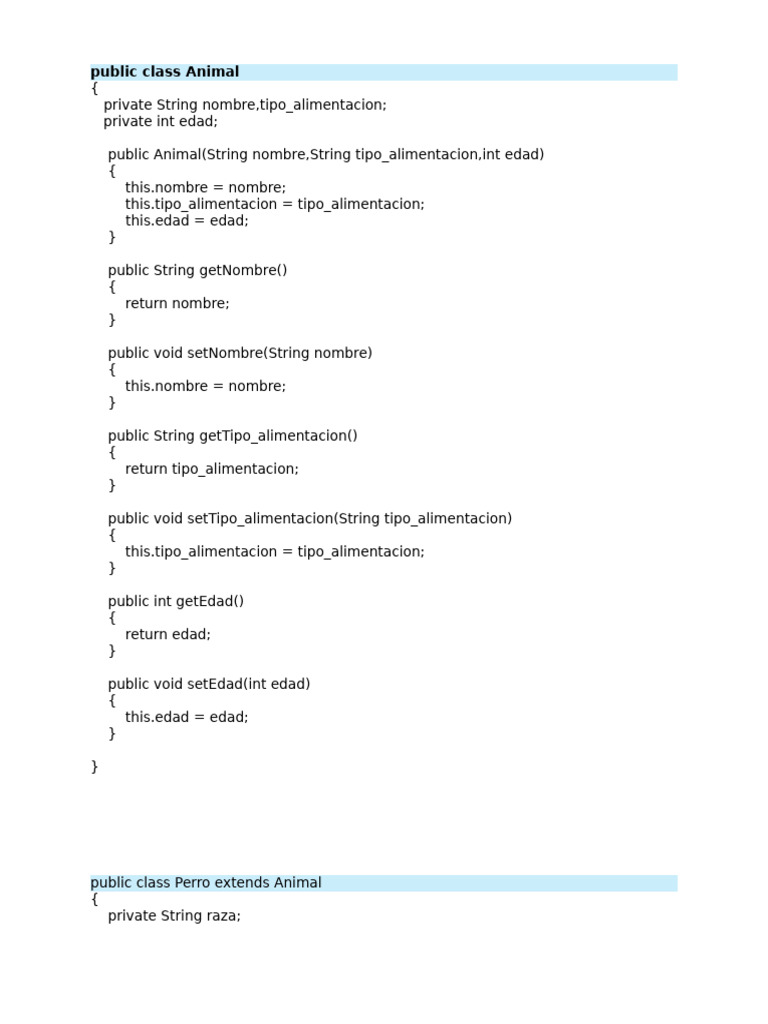 Clases de Animales en Java | PDF | Programación de computadoras