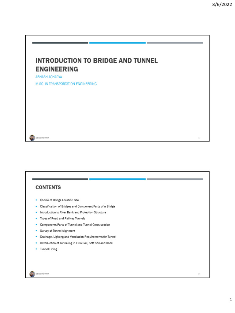 Bridge and Tunnel Engineering Overview | PDF | Tunnel | Bridge