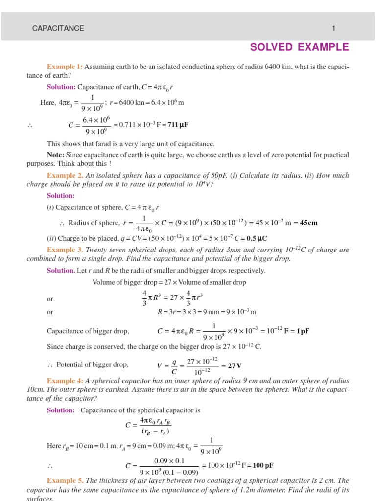 Capacitors Numericals Solved PDF Capacitor Dielectric
