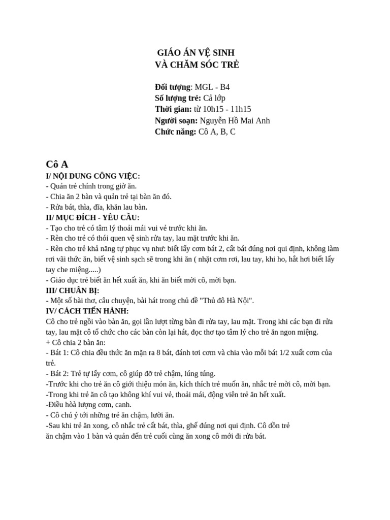 Giáo Án Vệ Sinh | PDF