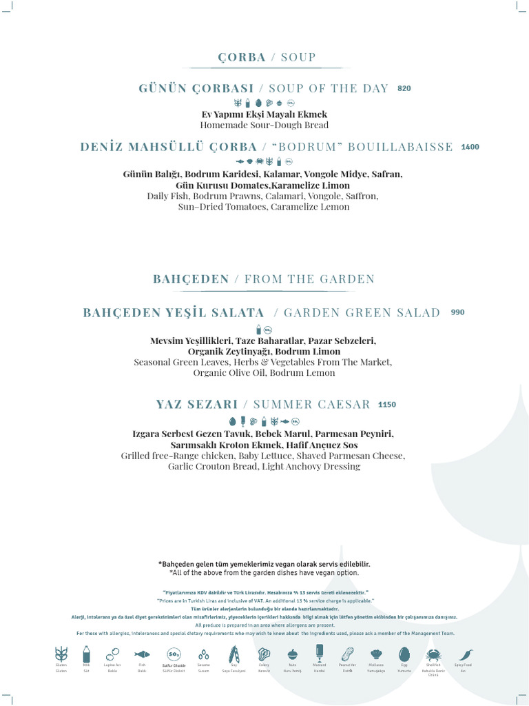 Ezi Brasserie Menu - Revize1 | PDF