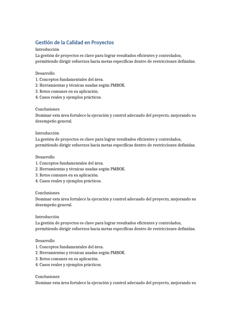 Gestión de La Calidad en Proyectos | PDF | Gestión de proyectos | Business