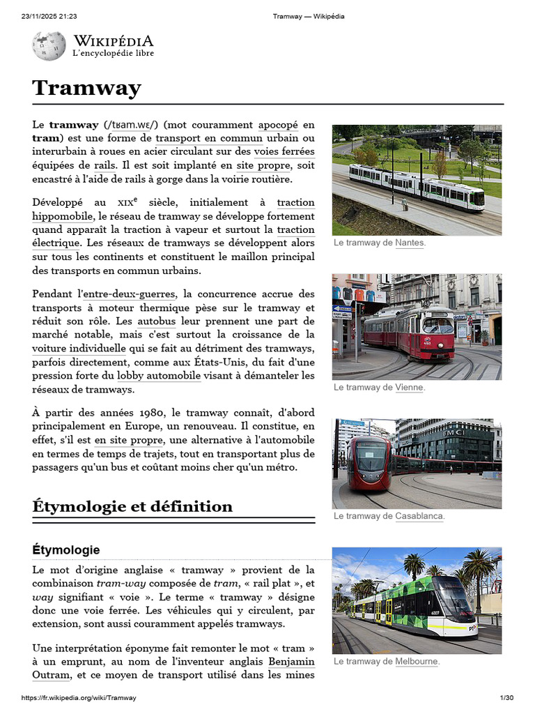 Histoire et définition du tramway | PDF | Tramway | Réseau ferroviaire