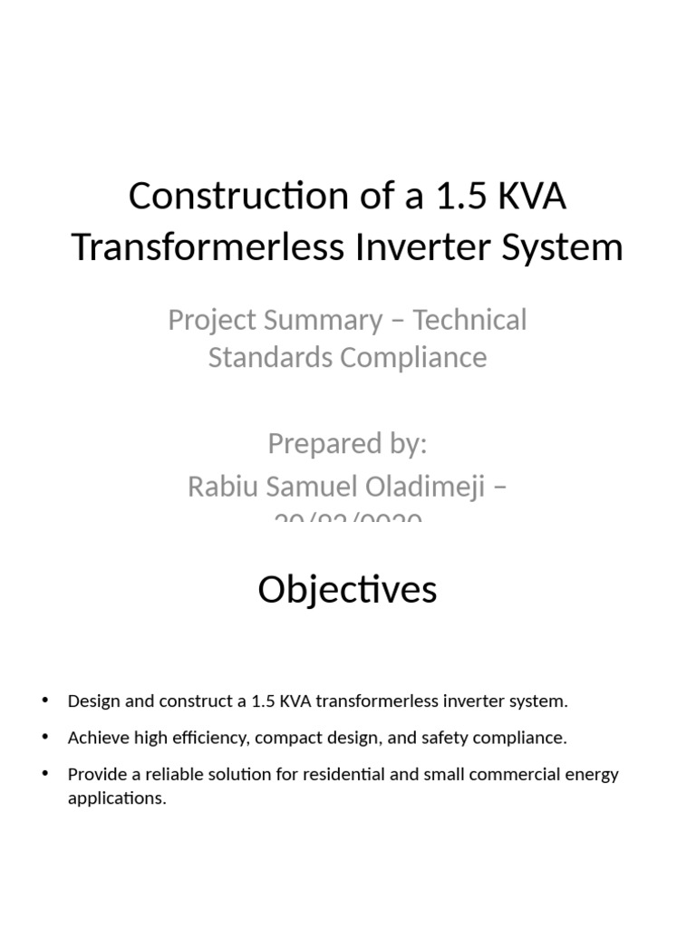 1.5KVA Transformerless Inverter Professional | PDF