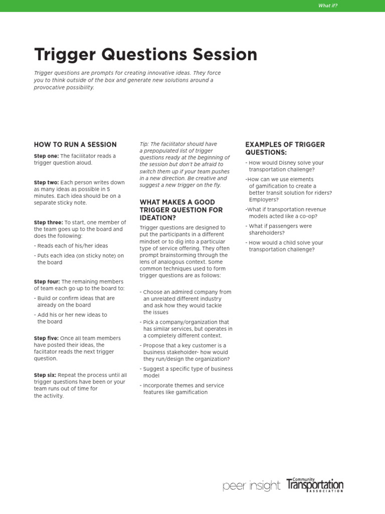 Innovative Ideation with Trigger Questions | PDF | Human Communication