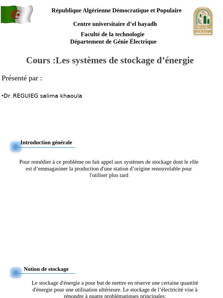Systèmes de Stockage d'Énergie Renouvelable | PDF | Stockage de l ...