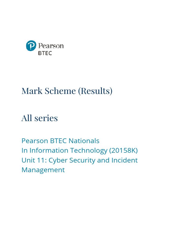 BTEC IT Unit 11 Cyber Security Marking Guide | PDF | Risk | Risk Assessment