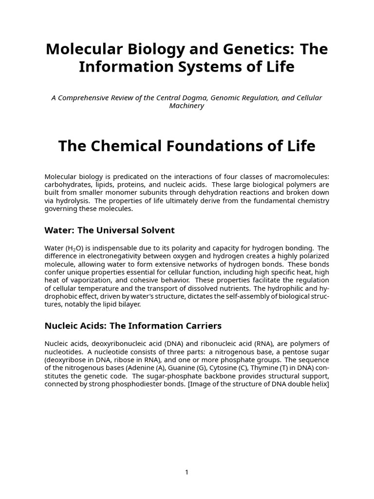 Molecular Biology and Genetics The Information Systems of Life | PDF ...