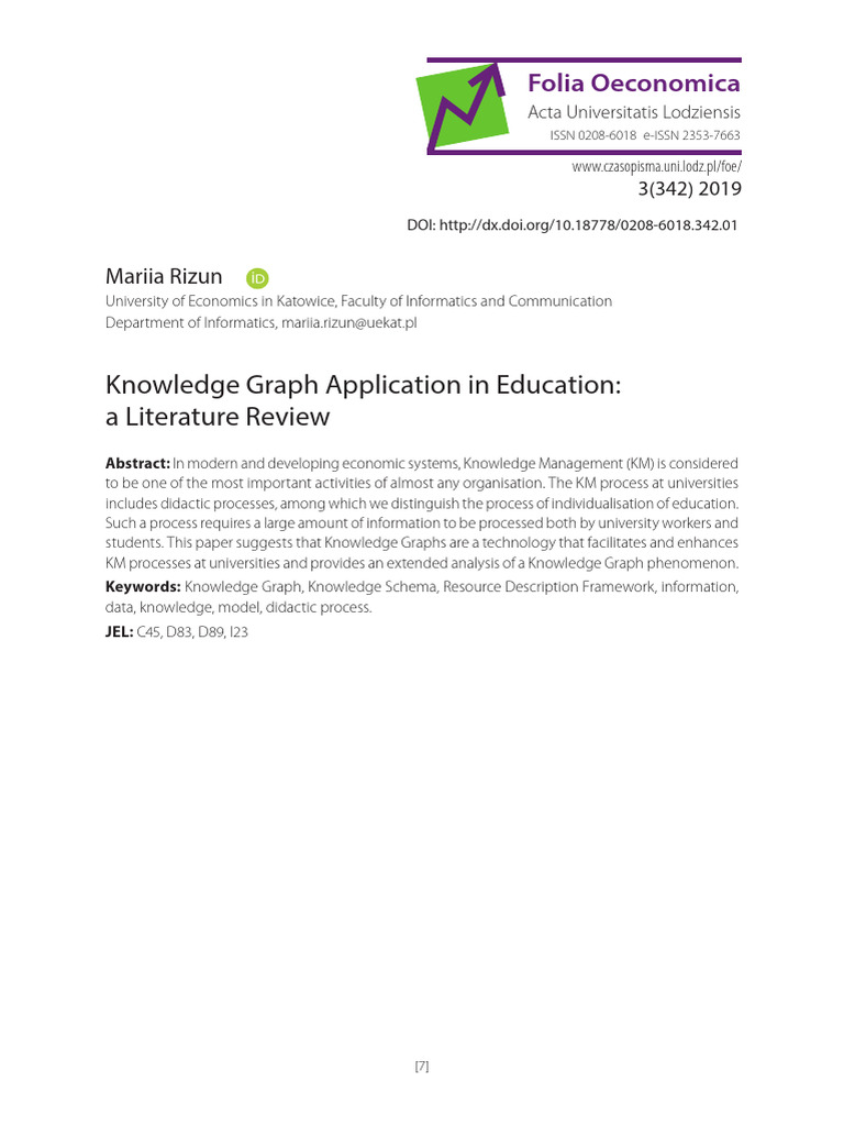 Knowledge Graphs in Education Review | PDF | Resource Description ...