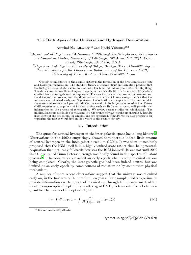 Cosmic Reionization and Dark Ages | PDF | Chronology Of The Universe ...