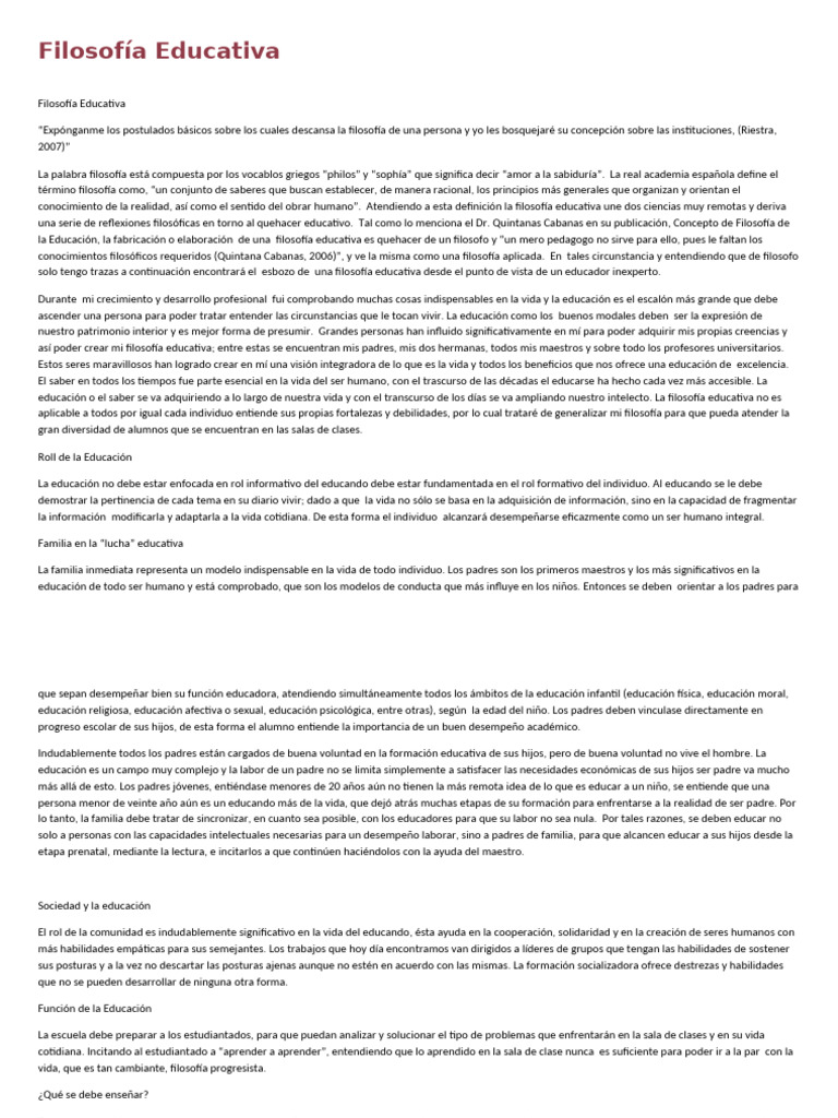 Filosofía Educativa y su Impacto Social | PDF | Plan de estudios ...