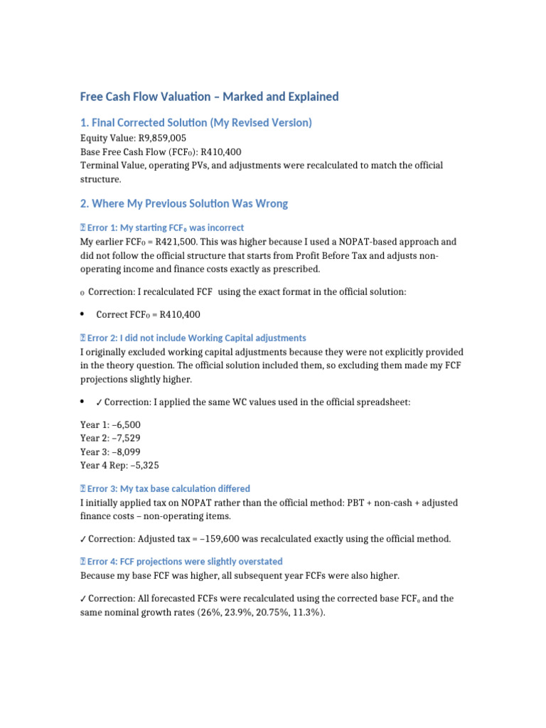 Marked FCF Solution | PDF