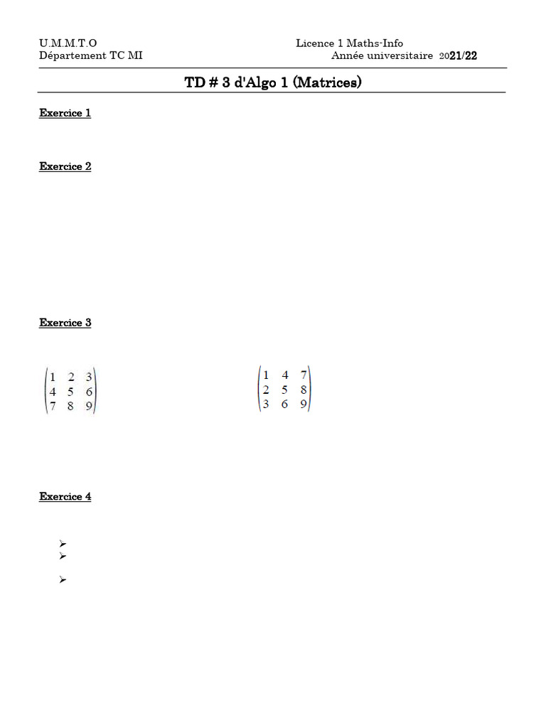 Algorithmes de Matrices en Pascal | PDF | Matrice (Mathématiques ...