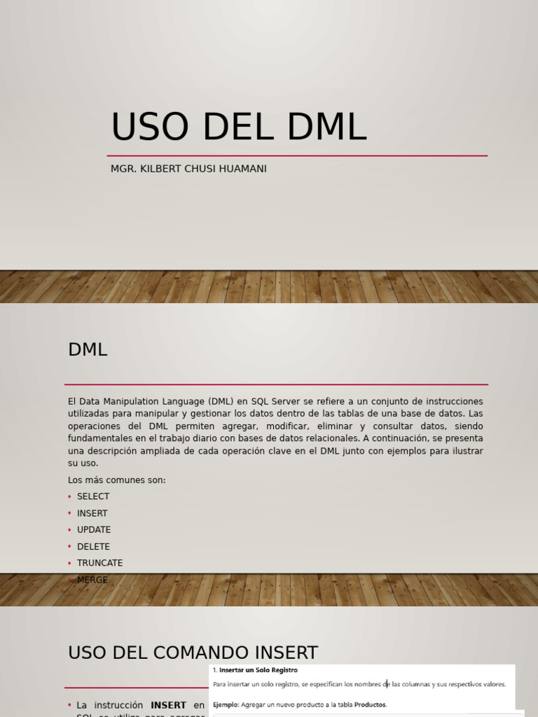 Guía de DML en SQL Server | PDF | SQL | Servidor SQL de Microsoft