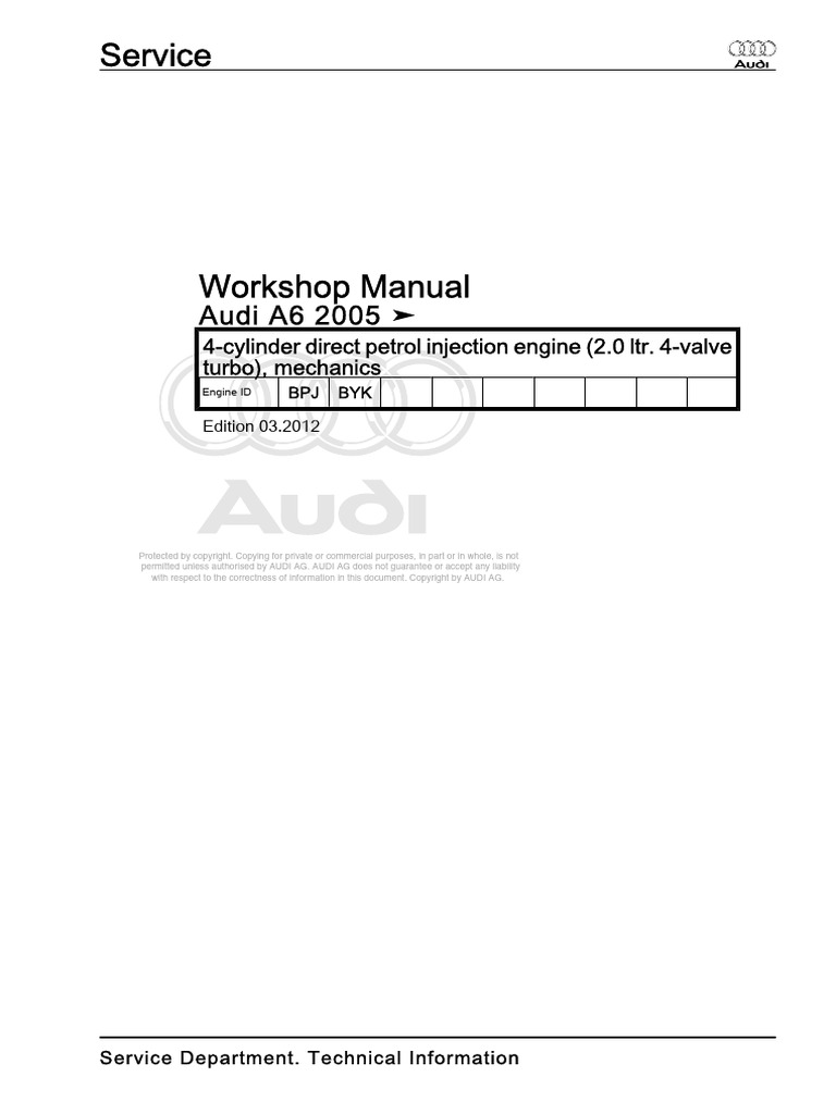 Audi A6 2005 Workshop Manual: Engine Guide | PDF | Engines | Engine ...