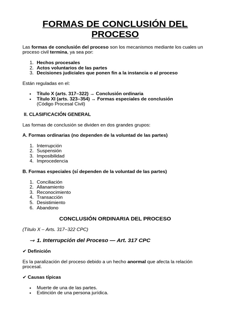 Formas de Conclusión del Proceso Civil | PDF | Demanda judicial | Res ...