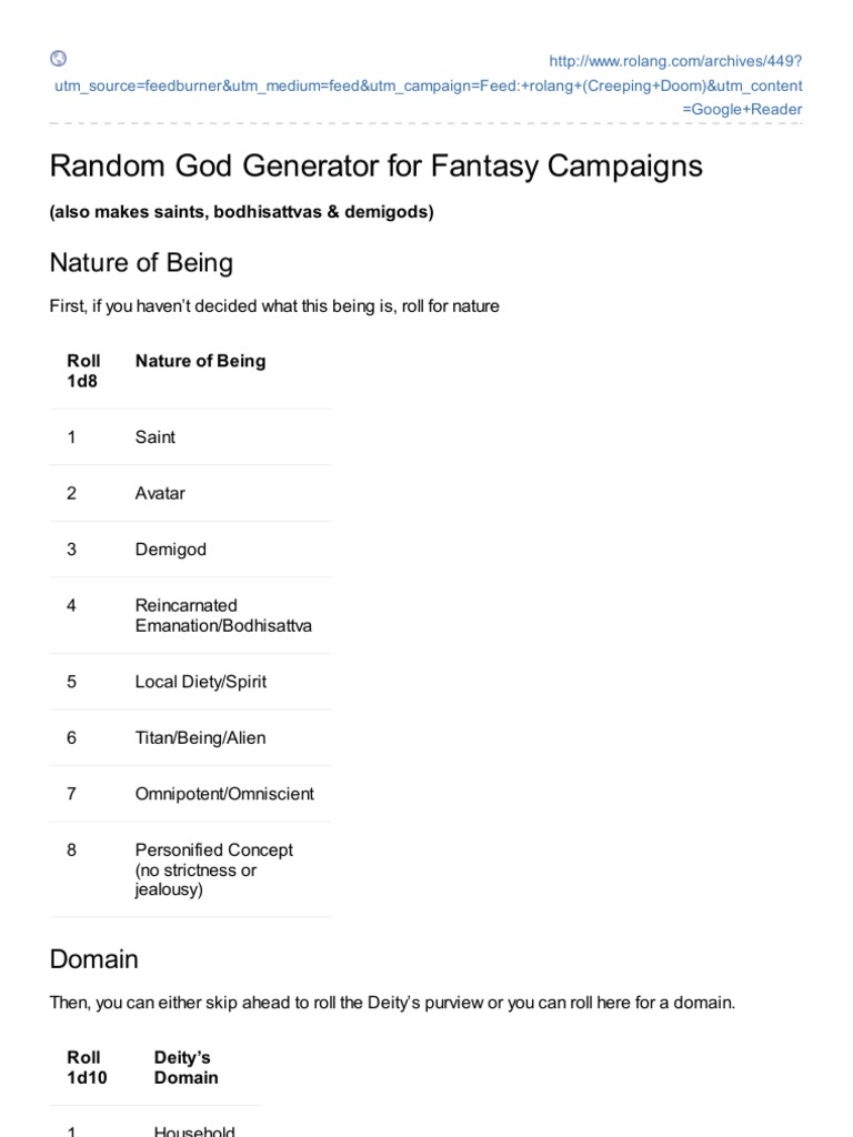 Random Deity Generator for D&D | PDF | Deities | Color