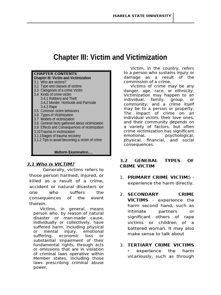 Module 2 Victimology | PDF | Crimes | Crime & Violence