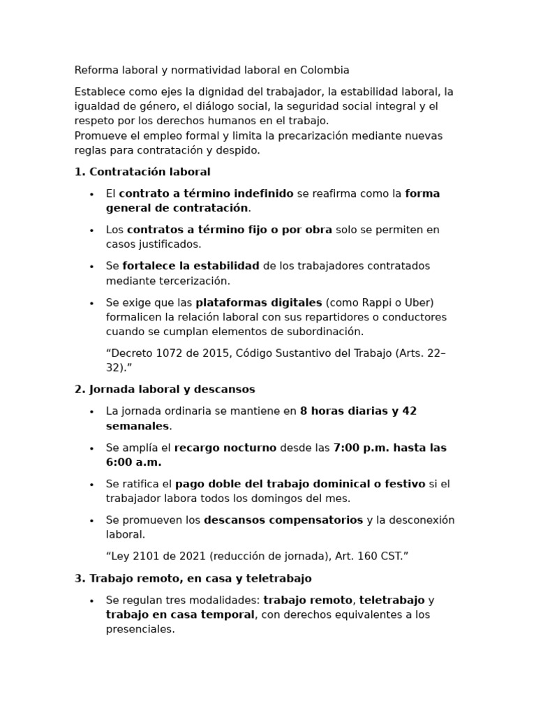Reforma Laboral en Colombia 2023: Claves y Cambios | PDF | Derecho ...