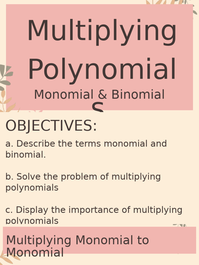 Multiplying Polynomials | PDF