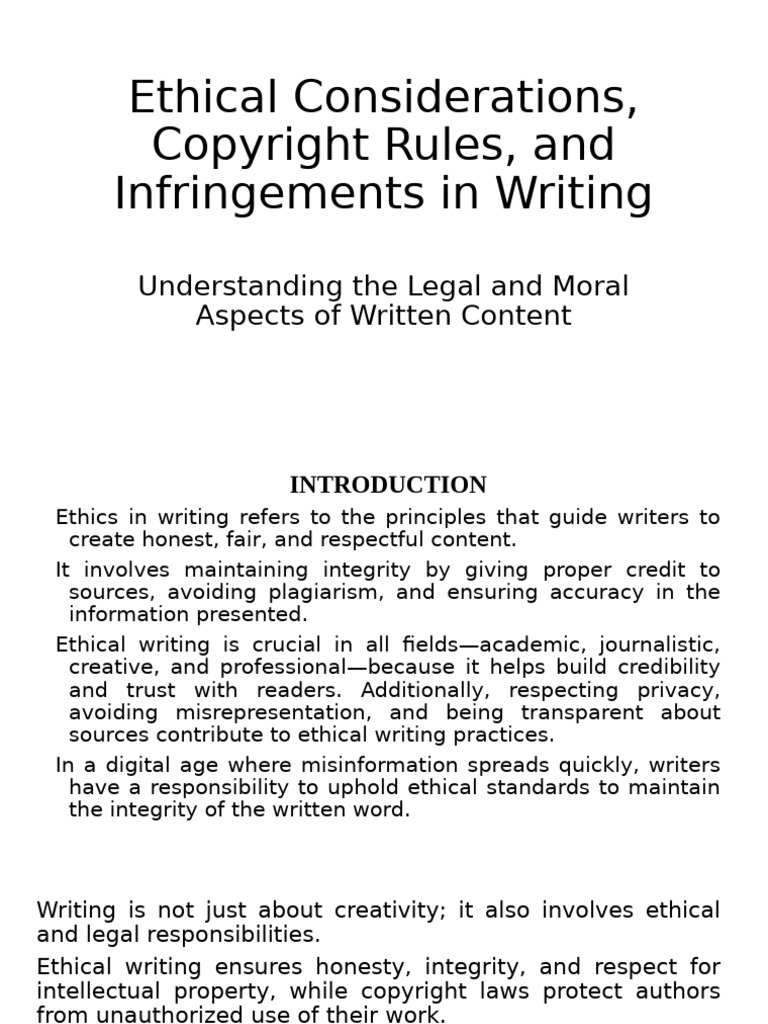 Ethical Writing and Copyright Guidelines | PDF | Copyright | Copyright ...
