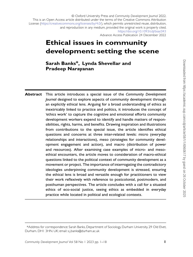 Banks, S., Shevellar, L., & Narayanan, P. (2023). Ethical Issues in ...