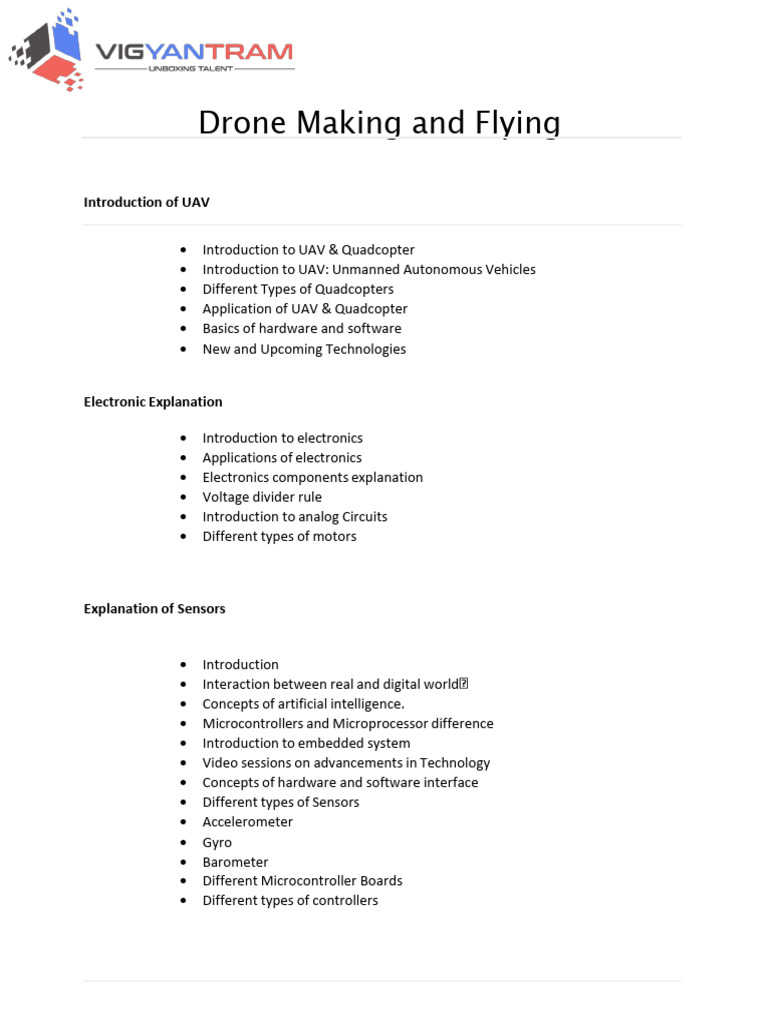 Drone Building and Flight Basics | PDF | Unmanned Aerial Vehicle ...