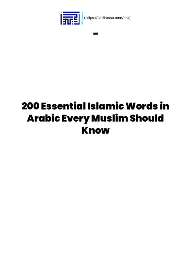 200 Essential Arabic Islamic Words | PDF | Quran | Islam
