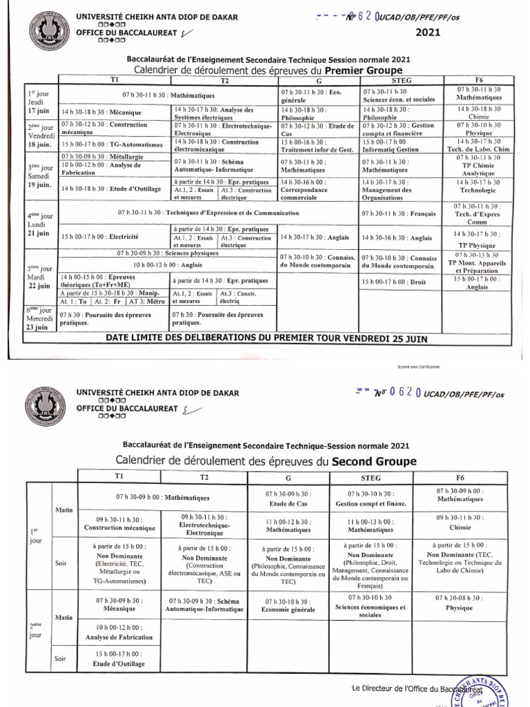 Calendrier Bac 2021 | PDF