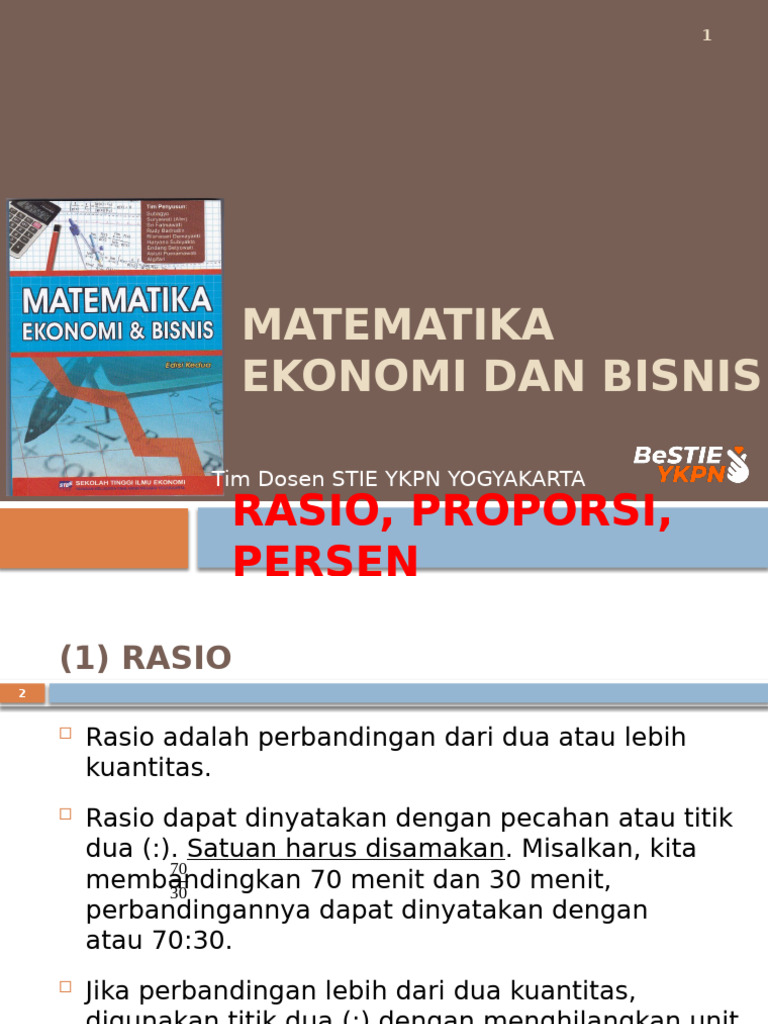 Rasio, Proporsi, dan Persen dalam Ekonomi | PDF