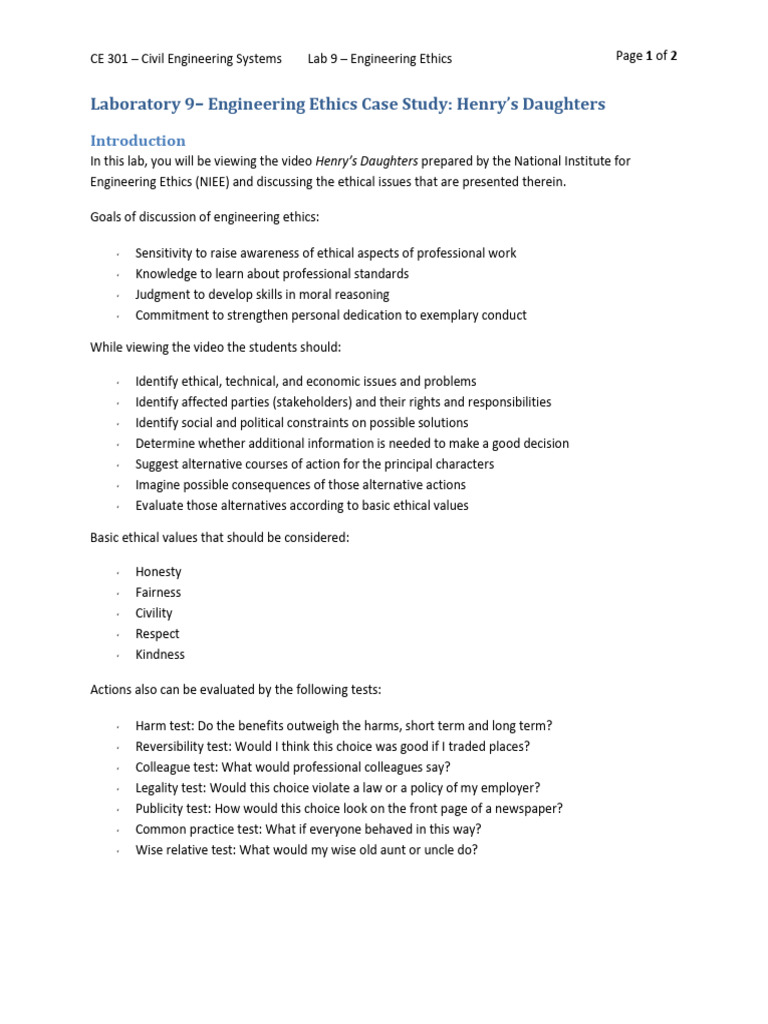 Engineering Ethics Case Study Analysis | PDF