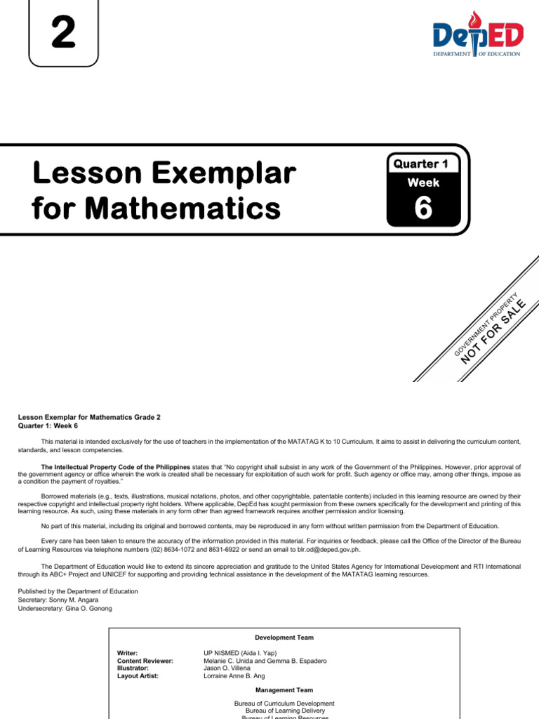 Grade 2 Math Lesson Plan: Week 6 | PDF | Copyright | Curriculum
