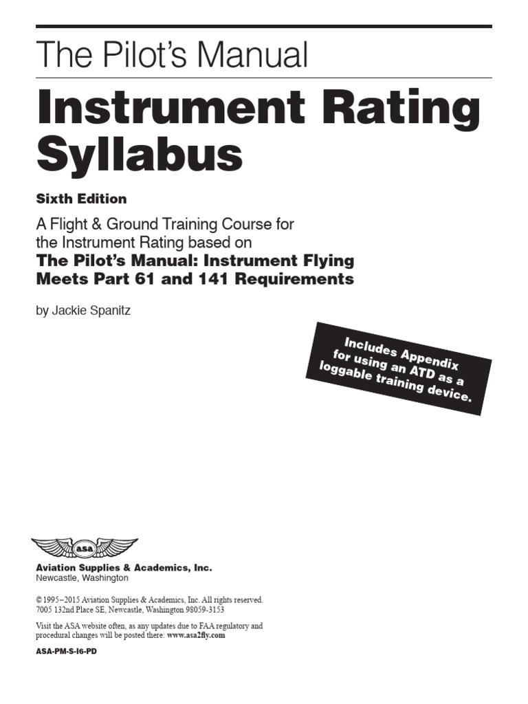 ASA Instrument Training Syllabus | PDF | Instrument Flight Rules ...