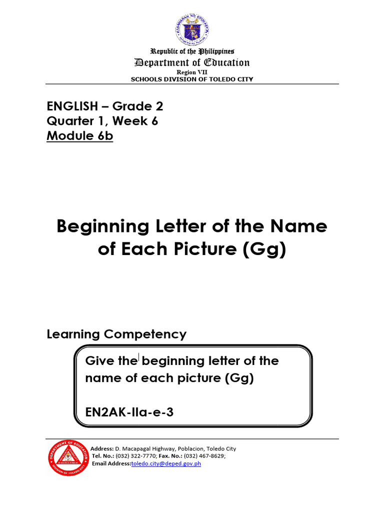 Grade 2 Module: Beginning Letters Gg | PDF
