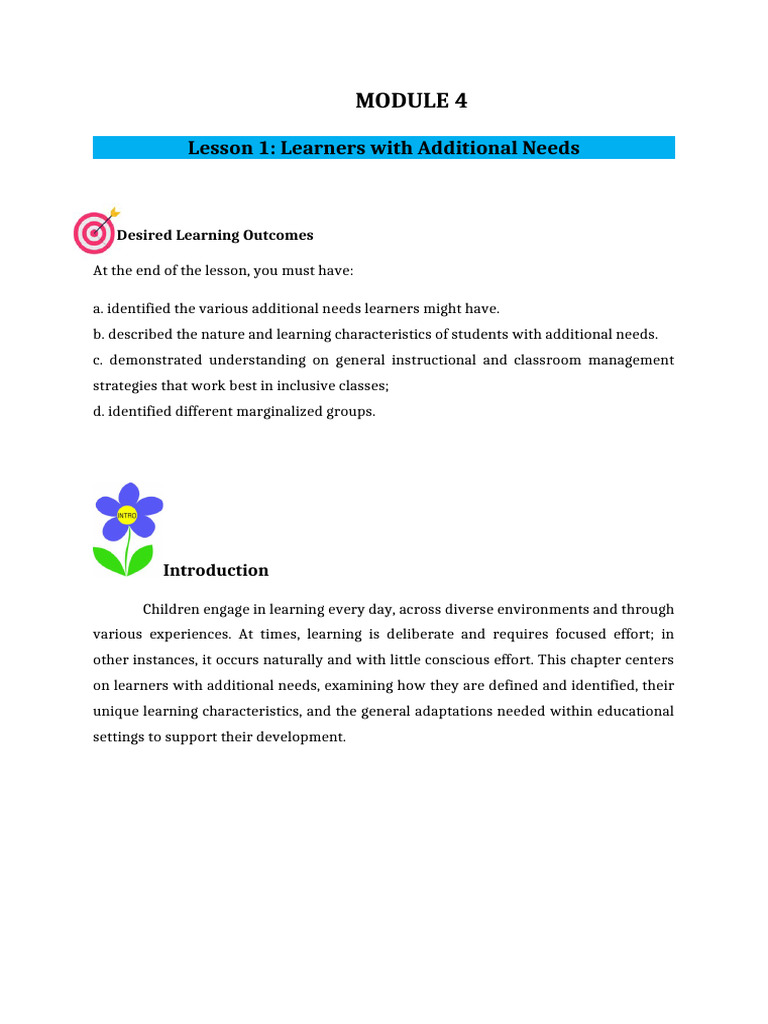 Supporting Learners with Additional Needs | PDF | Intellectual ...