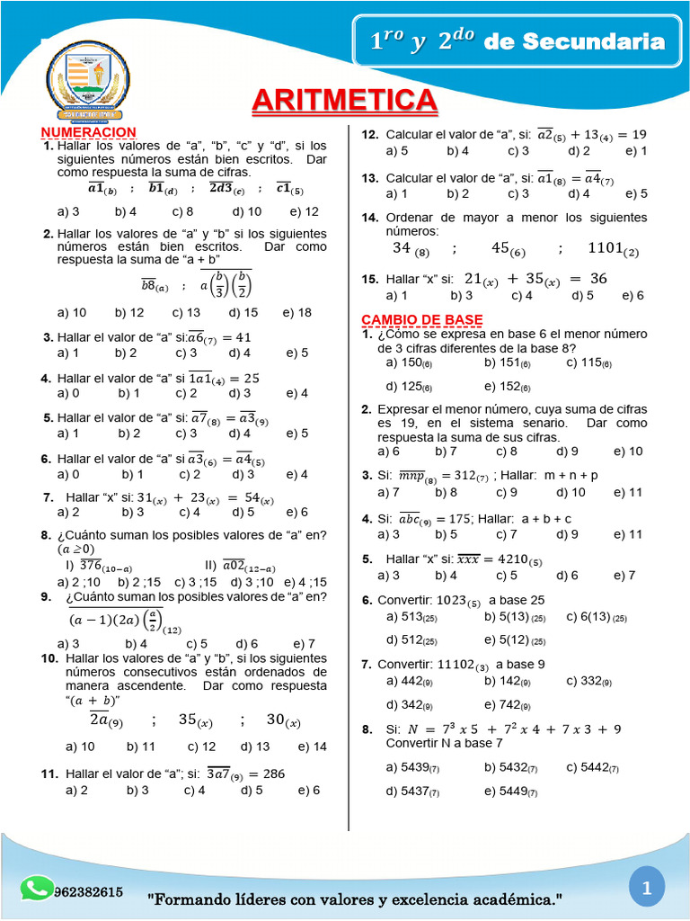 Ejercicios de Matemáticas para Secundaria | PDF | Teoría de los números ...