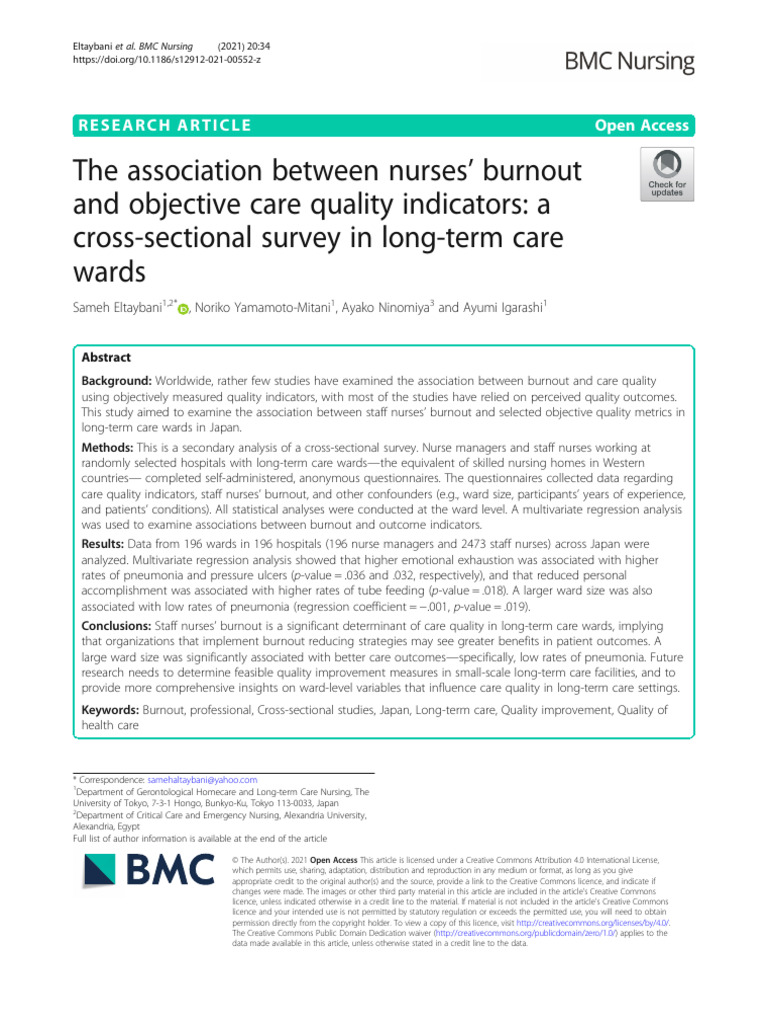 The Association Between Nurses Burnout and Objective Care | PDF ...