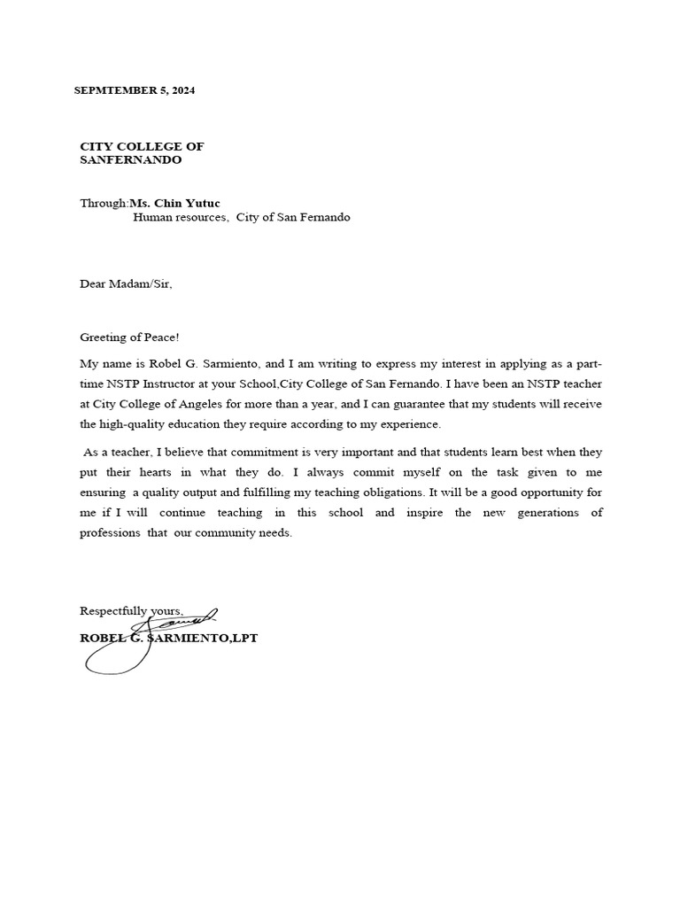 Application for NSTP Instructor Position | PDF