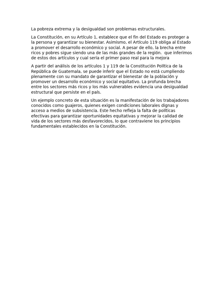 La Pobreza Extrema y La Desigualdad Son Problemas Estructurales | PDF