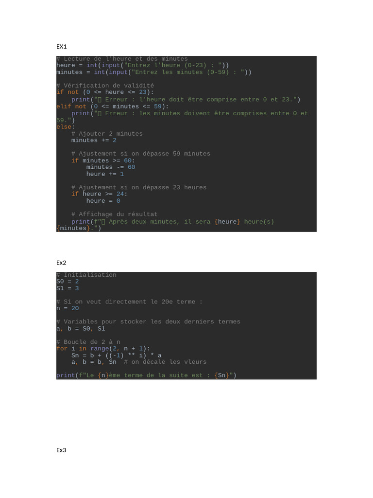 Calculs et suites en Python | PDF