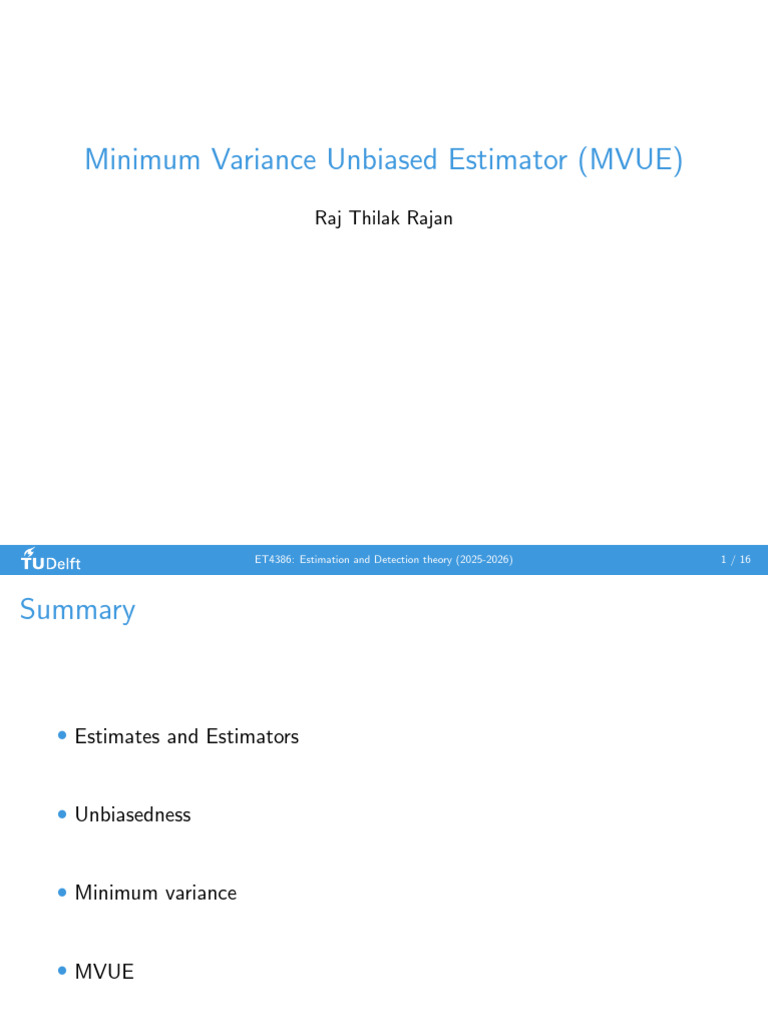 1-mvu | PDF | Bias Of An Estimator | Estimator