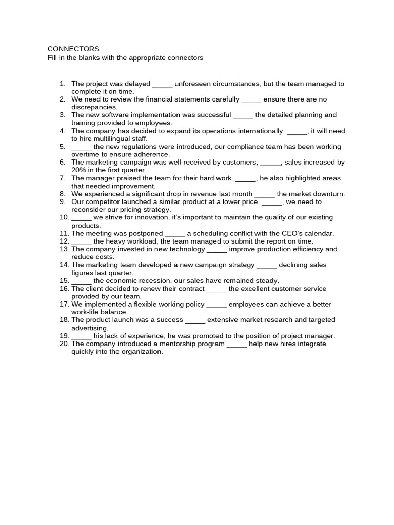 Connectors - (Practice) 1 | PDF