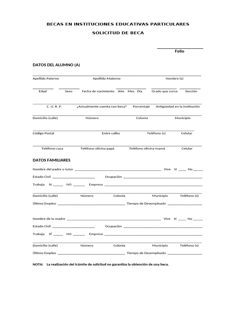 Solicitud de Beca Escolar 2025 | PDF