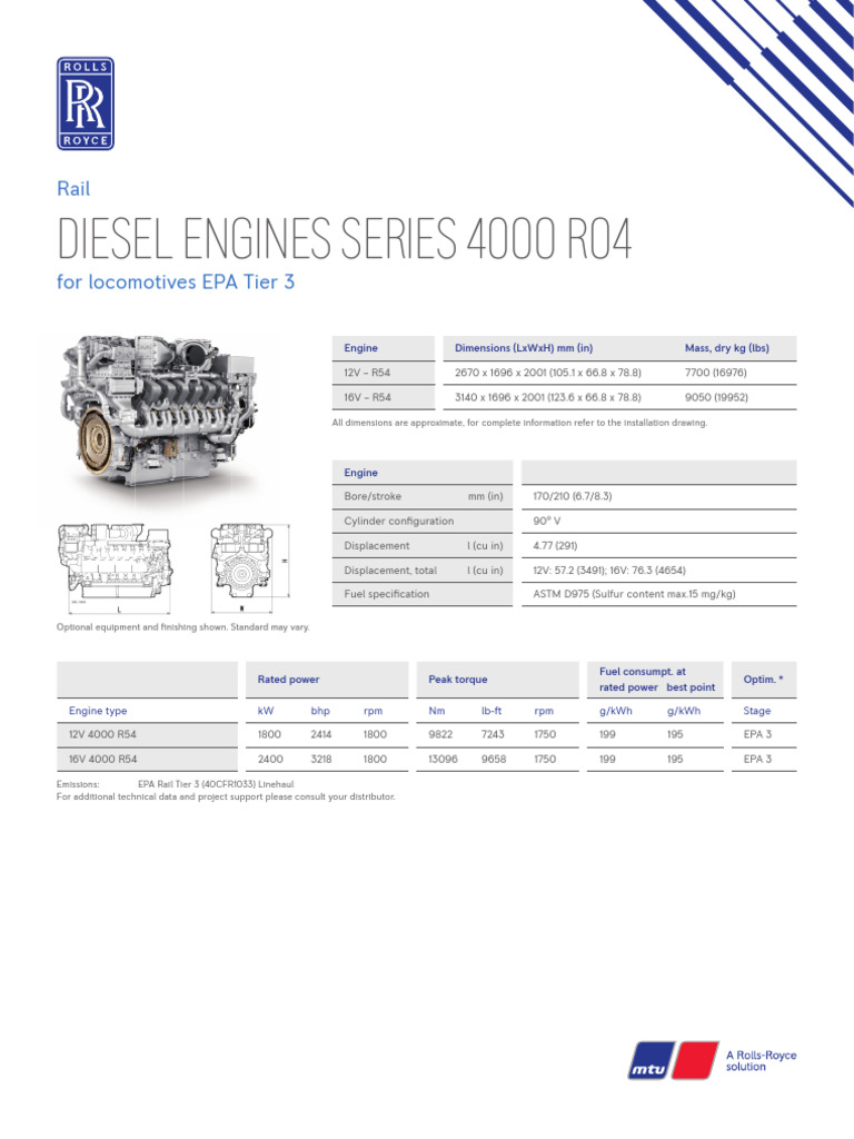 Diesel Engine Specs for Locomotives | PDF | Engines | Diesel Engine