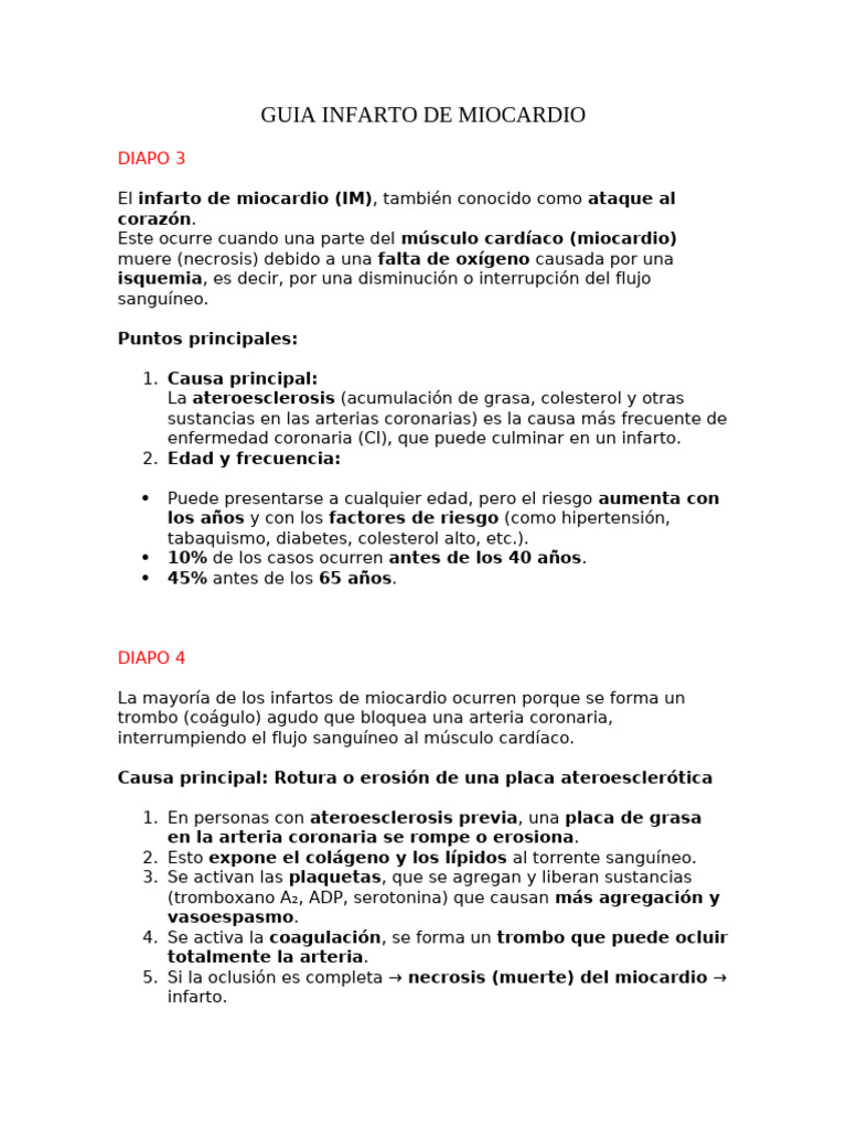 Causas y Consecuencias del Infarto de Miocardio | PDF | Infarto de ...