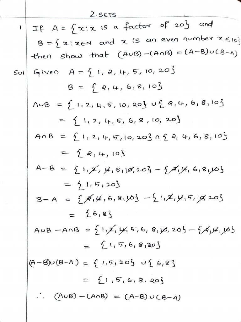 2.sets Revision Questions With Solutions | PDF
