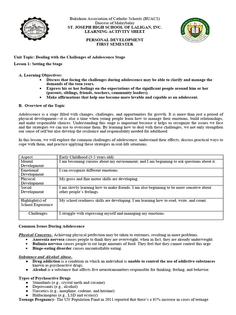 Personal Development Module 1-4 | PDF | Stress (Biology) | Adolescence