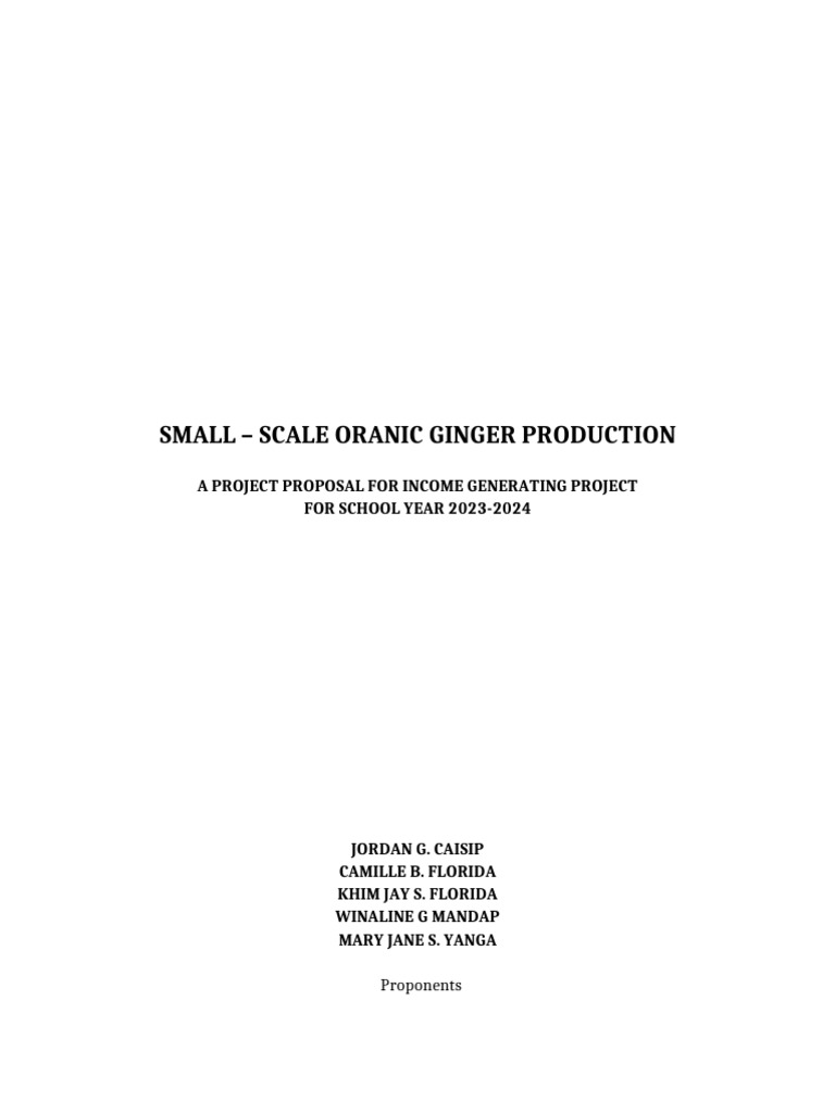 Small-Scale Organic Ginger Project Proposal | PDF | Risk | Ginger